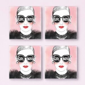 Girl Boss Glass set of 4 Coasters
